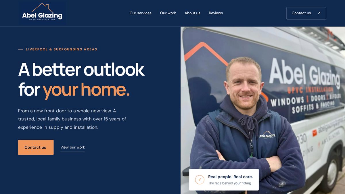 Abel Glazing website built by Enquiry Engine, showing windows and doors